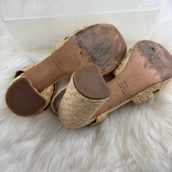Kate Spade Biege Braided Raffia Espadrilles Woven Sandals - Picture 11 of 14